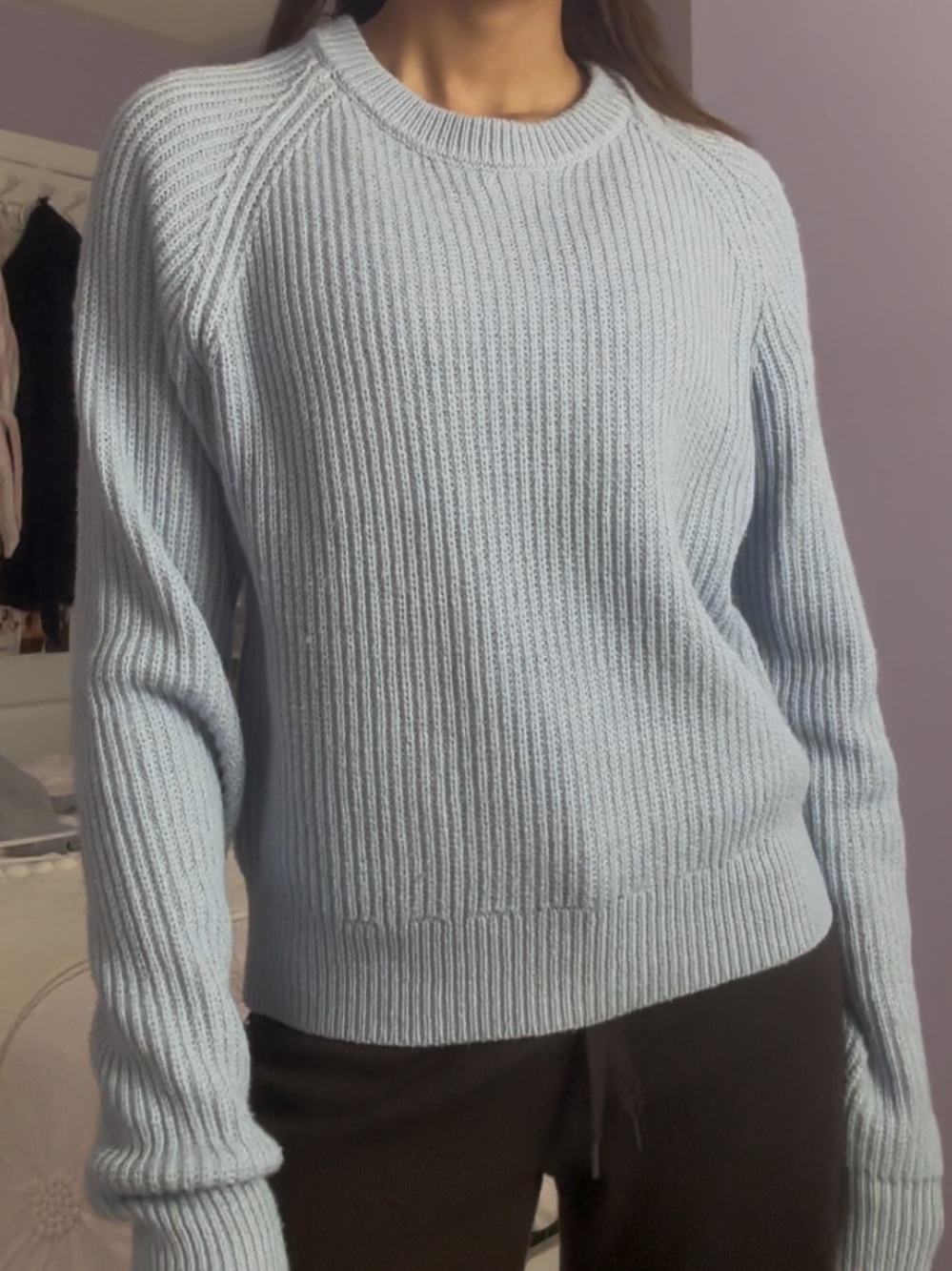 Light Blue Ribbed Crew Neck Sweater | Women’s XS
